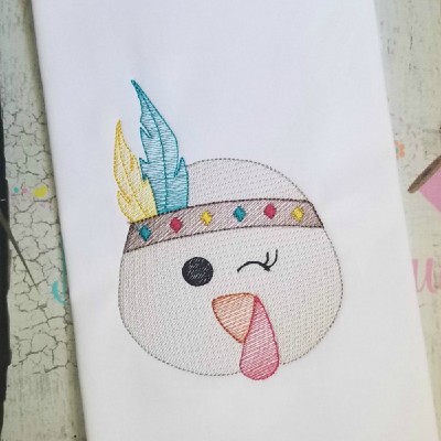 tribal turkey embroidery design